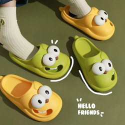 3D Big Eye Playful Couple Slippers