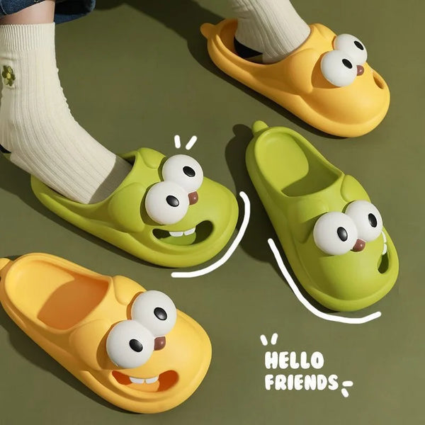 3D Big Eye Playful Couple Slippers