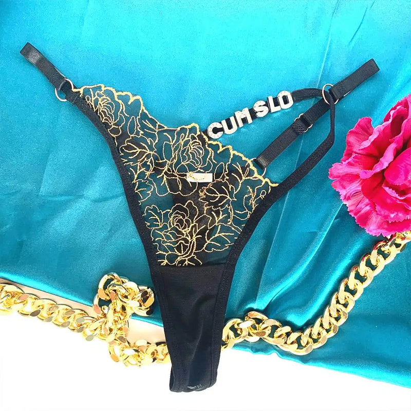 Custom Floral Cutout Thong Panty