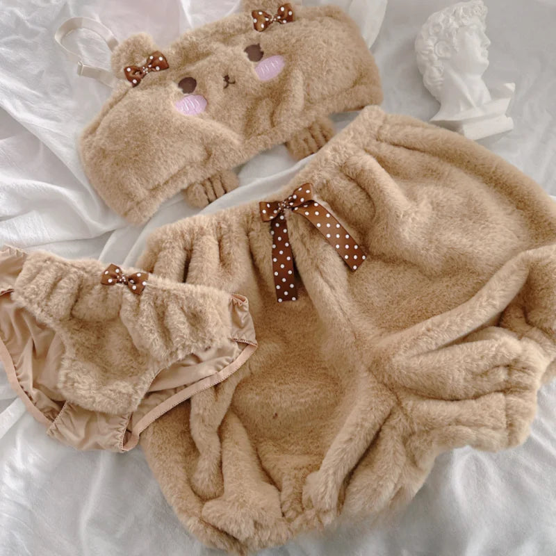 SOFT PLUSH TEDDY BEAR LINGERIE SET